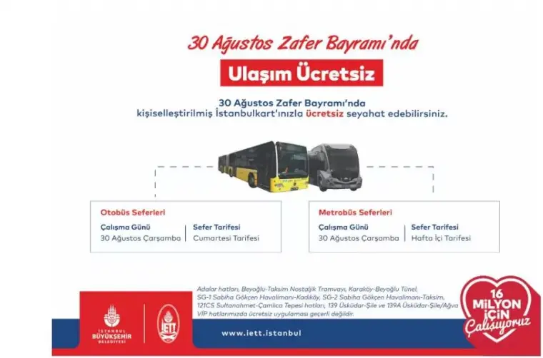 30 Ağustos 2023 İETT Ücretsiz mi? Metro, Metrobüs,Marmaray Seferleri 6